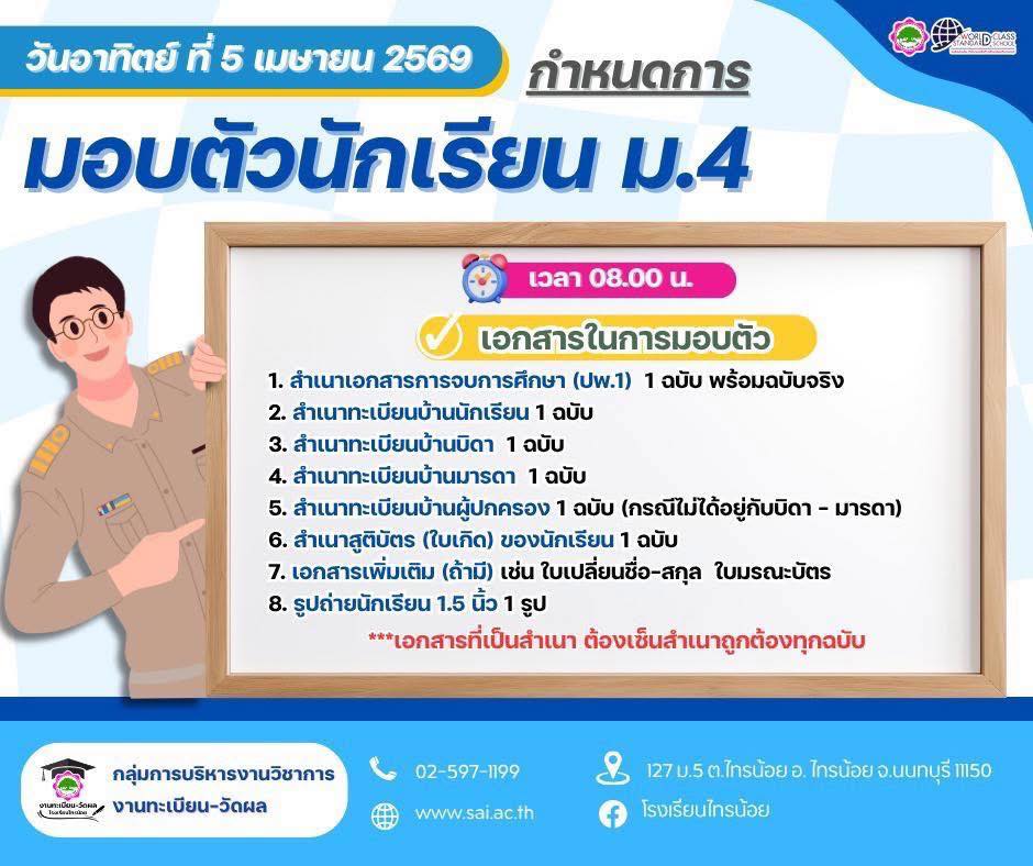 ประกาศรายชื่อผู้สอบผ่าน ม.4 1